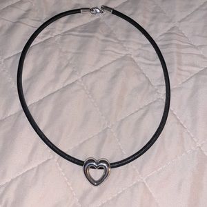 Heart pendant with black cord